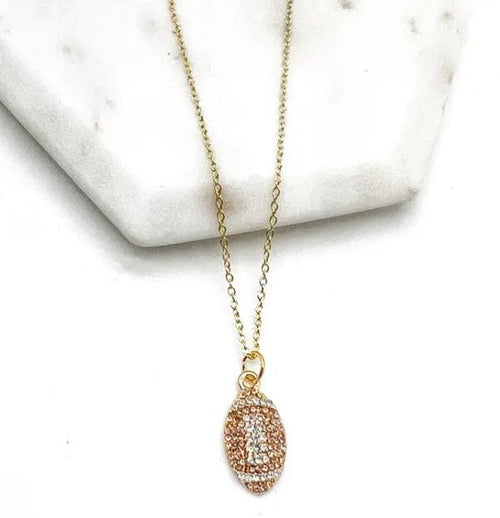 Rhinestone Football Charm Necklace Gameday