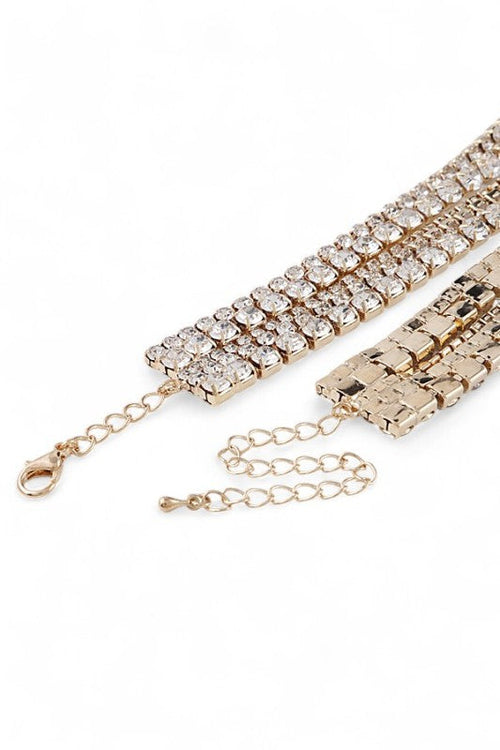 Layered Rhinestone Choker Necklace Set
