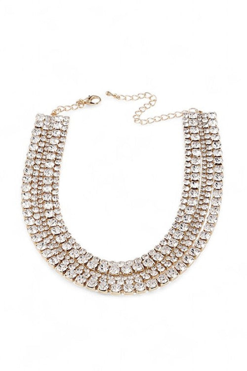 Layered Rhinestone Choker Necklace Set