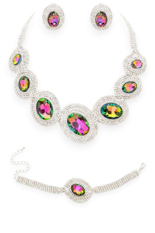 Statement Bejewel 3 PC Necklace Bridal Set