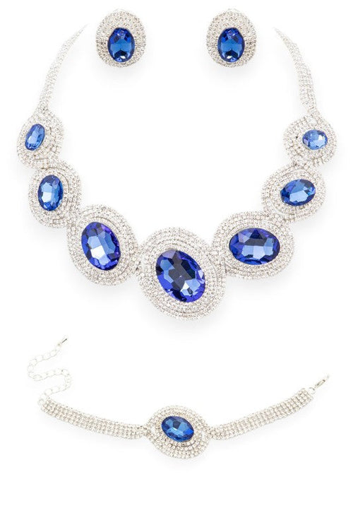 Statement Bejewel 3 PC Necklace Bridal Set