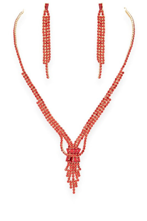 CZ Rhinestone Statement 3 PC Necklace Set