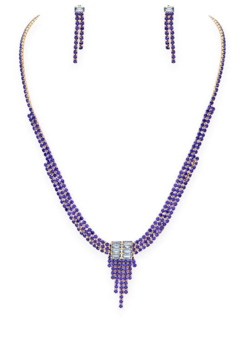 CZ Rhinestone Statement 3 PC Necklace Set