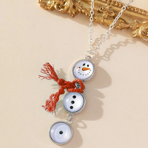 Cute Snowman Cable Chain Pendant Necklace