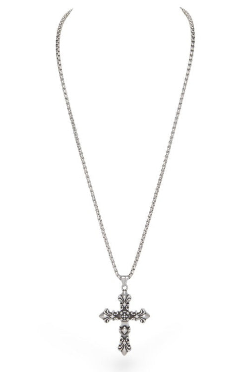 Stainless Steel Unisex Cross Pendant Necklace