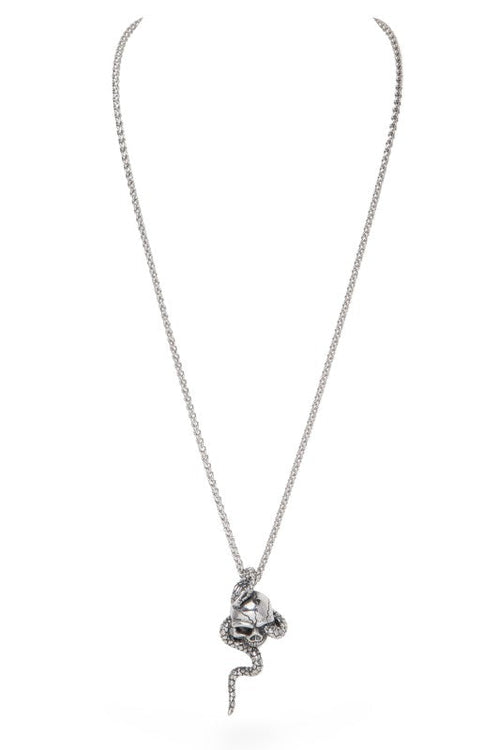Unisex Snake And Skull Pendant Necklace