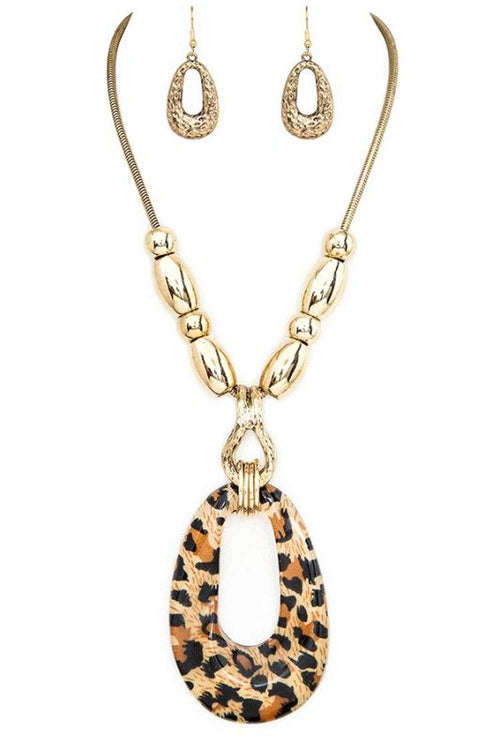 Oversize Teardrop Resin Pendant Necklace Set