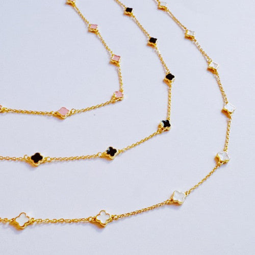 Petite Colored Clover Necklace
