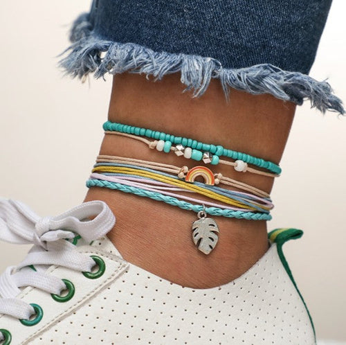 Summer Rainbow Fun Color Anklet Bracelet