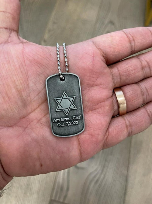 Star of David Military Necklace - Am Israel Chai /
