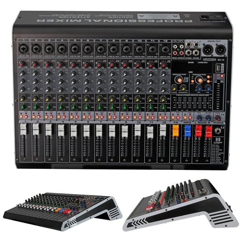 Audio Mixer 12 Channel DJ Equipment with Bluetooth USB Console Sound