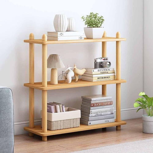 3 Tier Wooden Shelf Bookcase Oak Free Standing Unit
