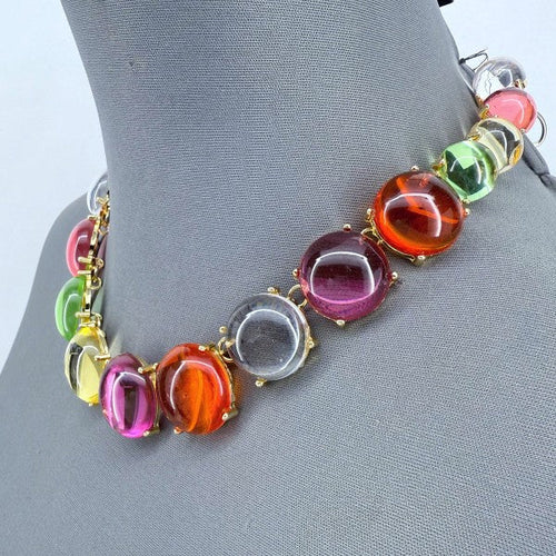 Multicolor or Clear Resin Round Necklace