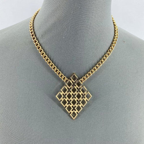 Gold or Silver Finish Diamond Shape Laser cut Pend