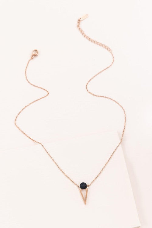 Tensly Point Stone Necklace | Rose Gold (14K)