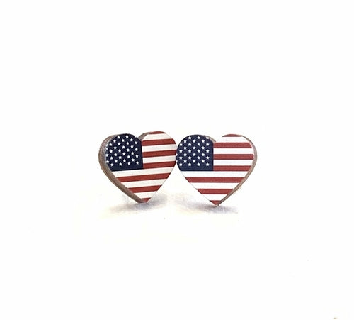 Flag Heart Stud Earrings #3086