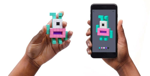 PIXIO Black & White Animals - 195 Magnetic Blocks in 4 Colors + Free