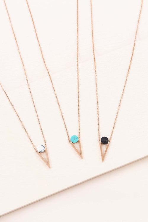 Tensly Point Stone Necklace | Rose Gold (14K)