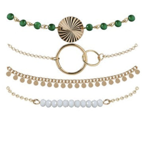 Green Gold Bracelet 4 Piece Set
