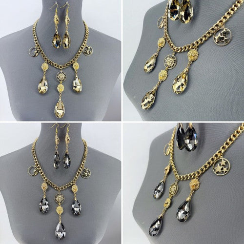 Gold Finish Cuban Link Chain Set With Lion Head An