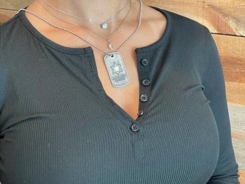 Star of David Military Necklace - Am Israel Chai /