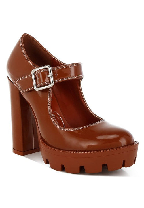 MILLENIAL BUG Patent High Heeled Mary Jane Shoes