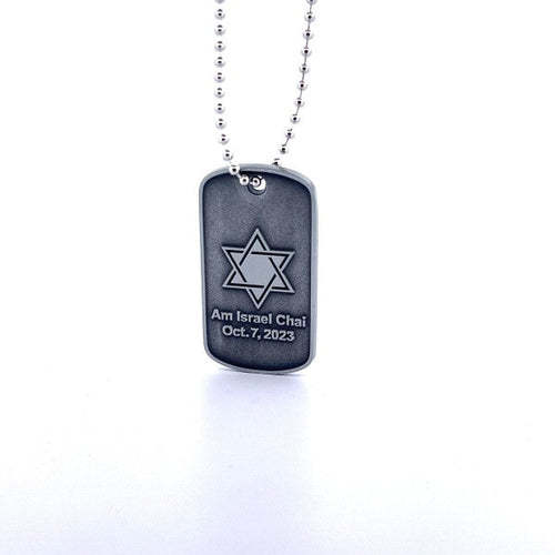 Star of David Military Necklace - Am Israel Chai /