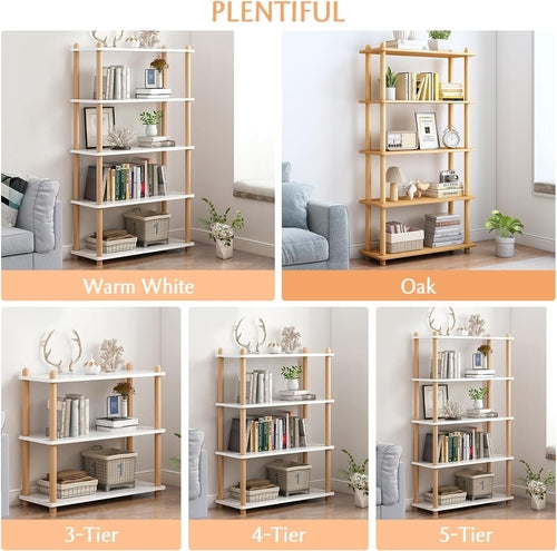 3 Tier Wooden Shelf Bookcase Oak Free Standing Unit