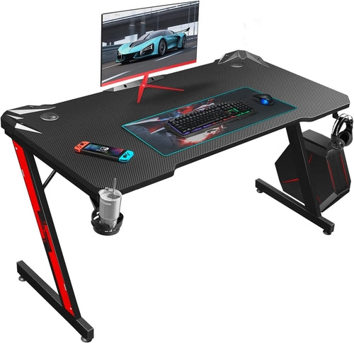 Gaming Desk, Computer Desk with Carbon Fiber Surface, Gaming Table Z