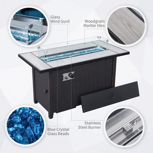 5 Pcs Outdoor Furniture Sets Patio Furniture Set with 45" Fire Pit