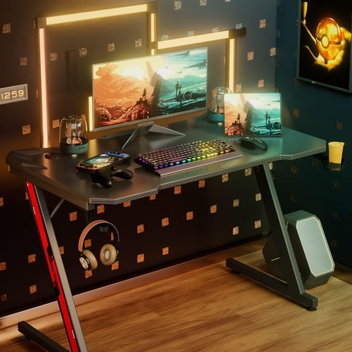 Gaming Desk, Computer Desk with Carbon Fiber Surface, Gaming Table Z