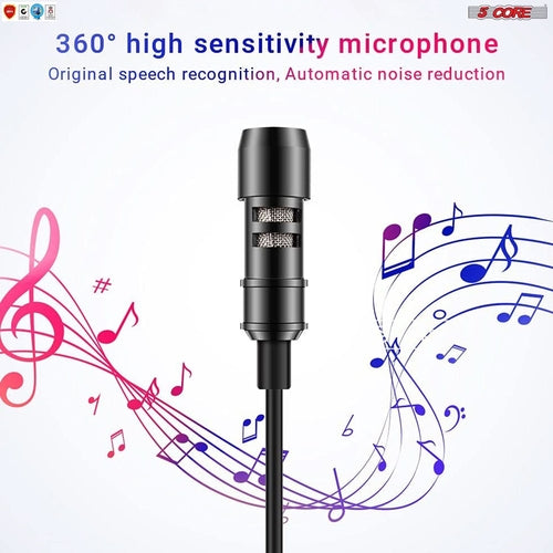 5Core Lavalier Microphone Clip On Professional Grade 3.5mm Lapel Mic