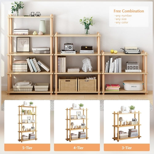 3 Tier Wooden Shelf Bookcase Oak Free Standing Unit