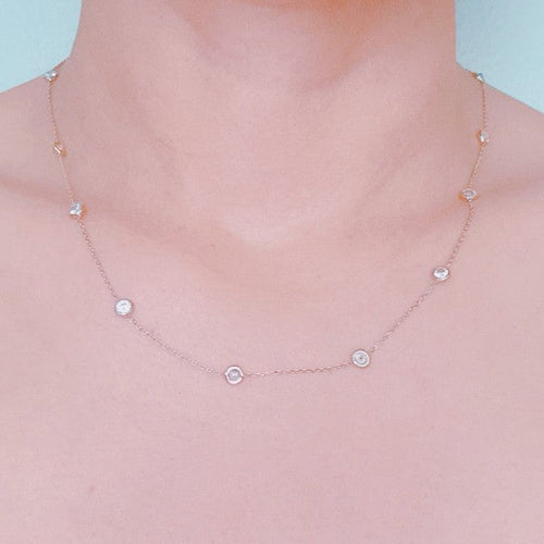 A Dozen Of Bezel Sparkle Station Necklace