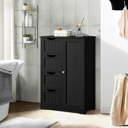 Wooden Bathroom Floor/Side Storage Organizer Cabinet with 4 Drawers