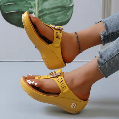 Low-Wedge Women Orthopedic Sandals Casual Flat Shoes Flip Flops Ladies