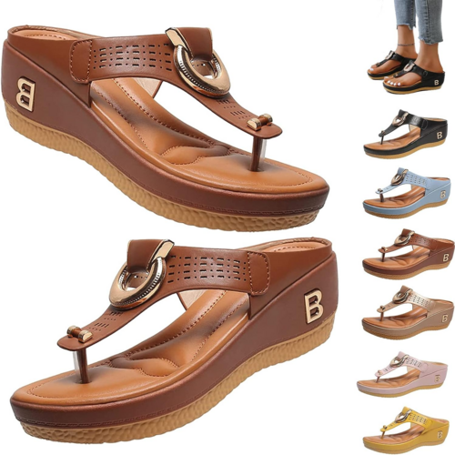 Low-Wedge Women Orthopedic Sandals Casual Flat Shoes Flip Flops Ladies