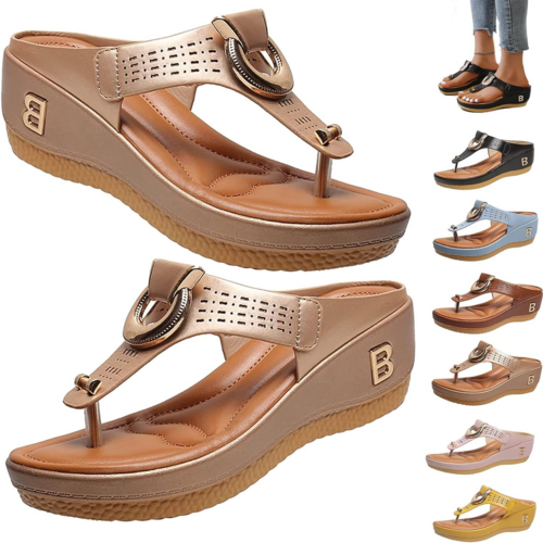 Low-Wedge Women Orthopedic Sandals Casual Flat Shoes Flip Flops Ladies