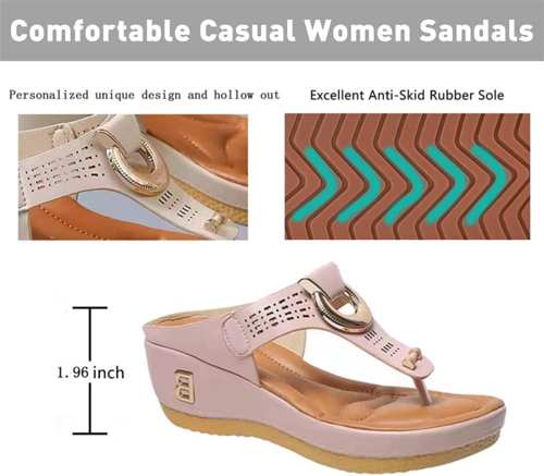 Low-Wedge Women Orthopedic Sandals Casual Flat Shoes Flip Flops Ladies