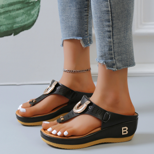 Low-Wedge Women Orthopedic Sandals Casual Flat Shoes Flip Flops Ladies