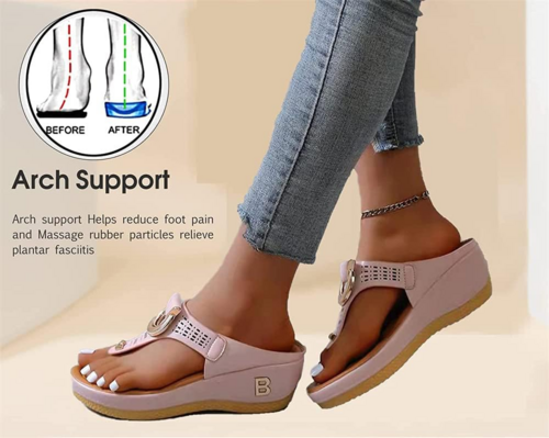 Low-Wedge Women Orthopedic Sandals Casual Flat Shoes Flip Flops Ladies
