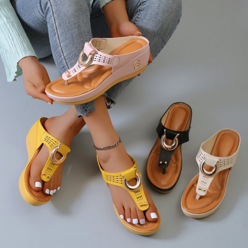 Low-Wedge Women Orthopedic Sandals Casual Flat Shoes Flip Flops Ladies