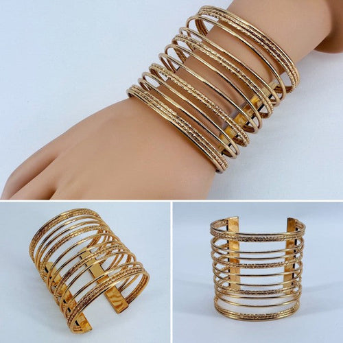 Gold Finish  Adjustable Cuff Bracelet