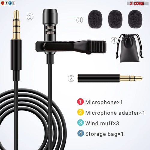 5Core Lavalier Microphone Clip On Professional Grade 3.5mm Lapel Mic