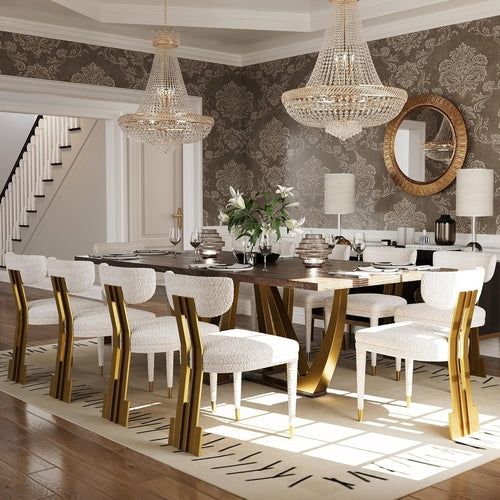 94 Inch Wood Dining Table for 6-10, Modern Farmhouse Rectangular