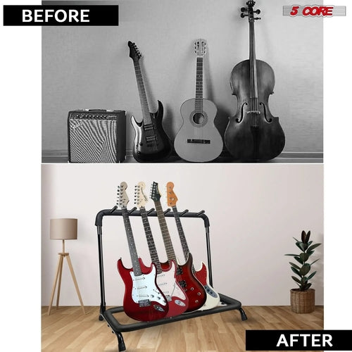 5Core Guitar Rack 5 Slot Multi Guitars Stands Floor Safe Storage for