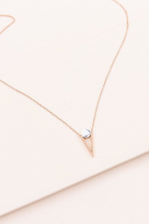 Tensly Point Stone Necklace | Rose Gold (14K)