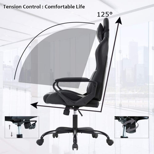 High-Back Gaming Chair PC Office Chair Computer Racing Chair PU Desk