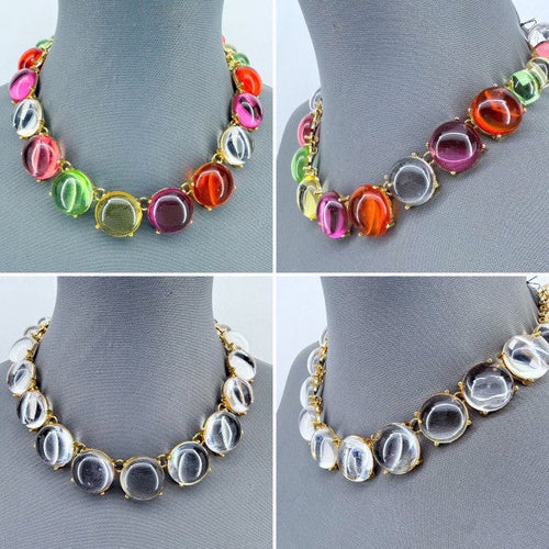 Multicolor or Clear Resin Round Necklace