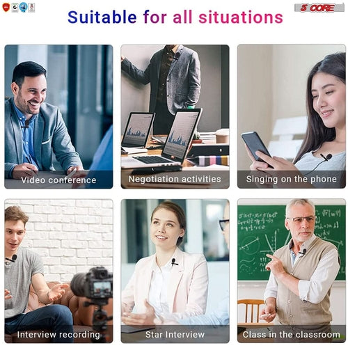 5Core Lavalier Microphone Clip On Professional Grade 3.5mm Lapel Mic